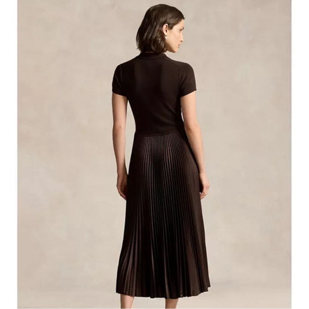 Polo Ralph Lauren paneled midi dress Pleated Midi Knit Polo Top Size M - Picture 2 of 6